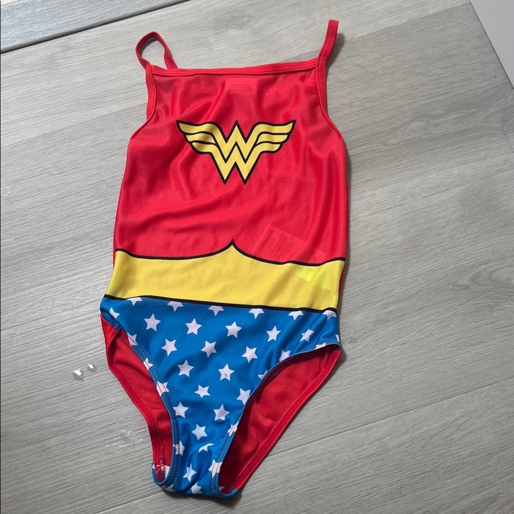 Wonder Woman 3T Kids Swim One Piece - Red, Yellow, Blue